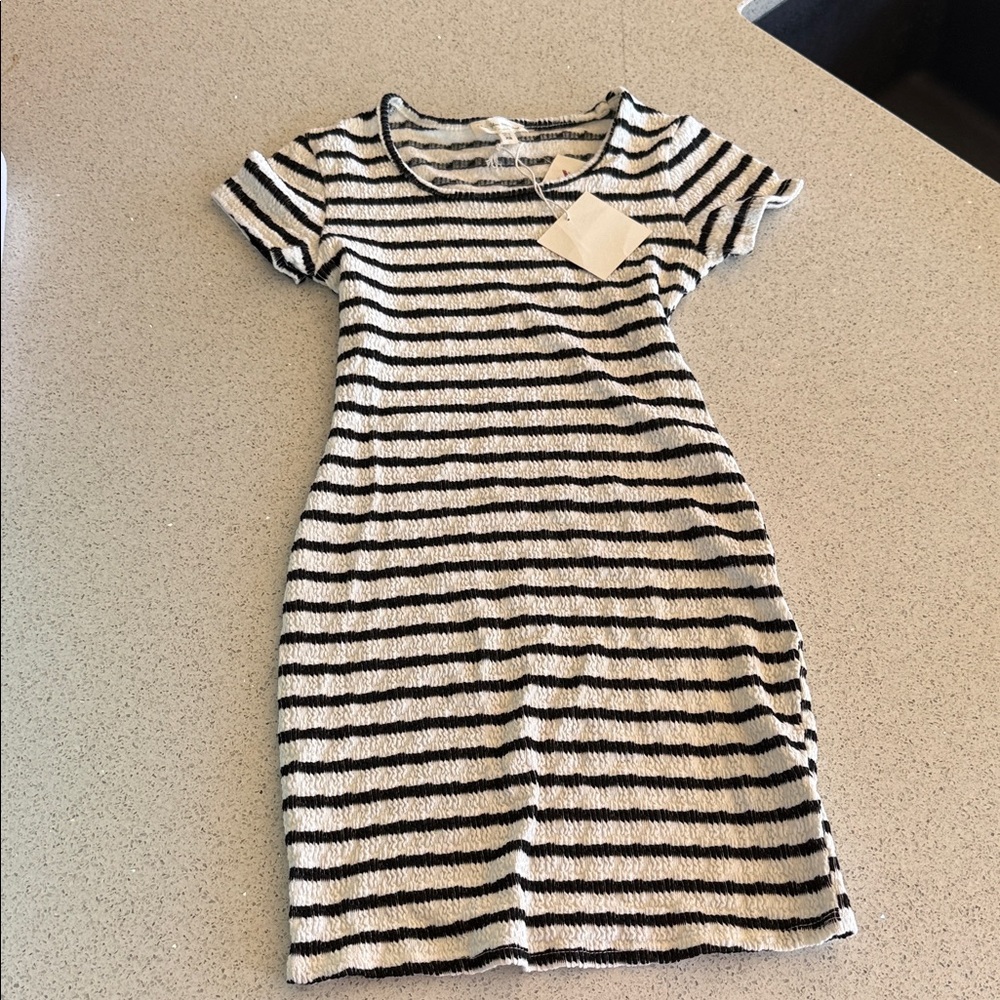 T.J.Maxx Black and White Striped Mini Dress